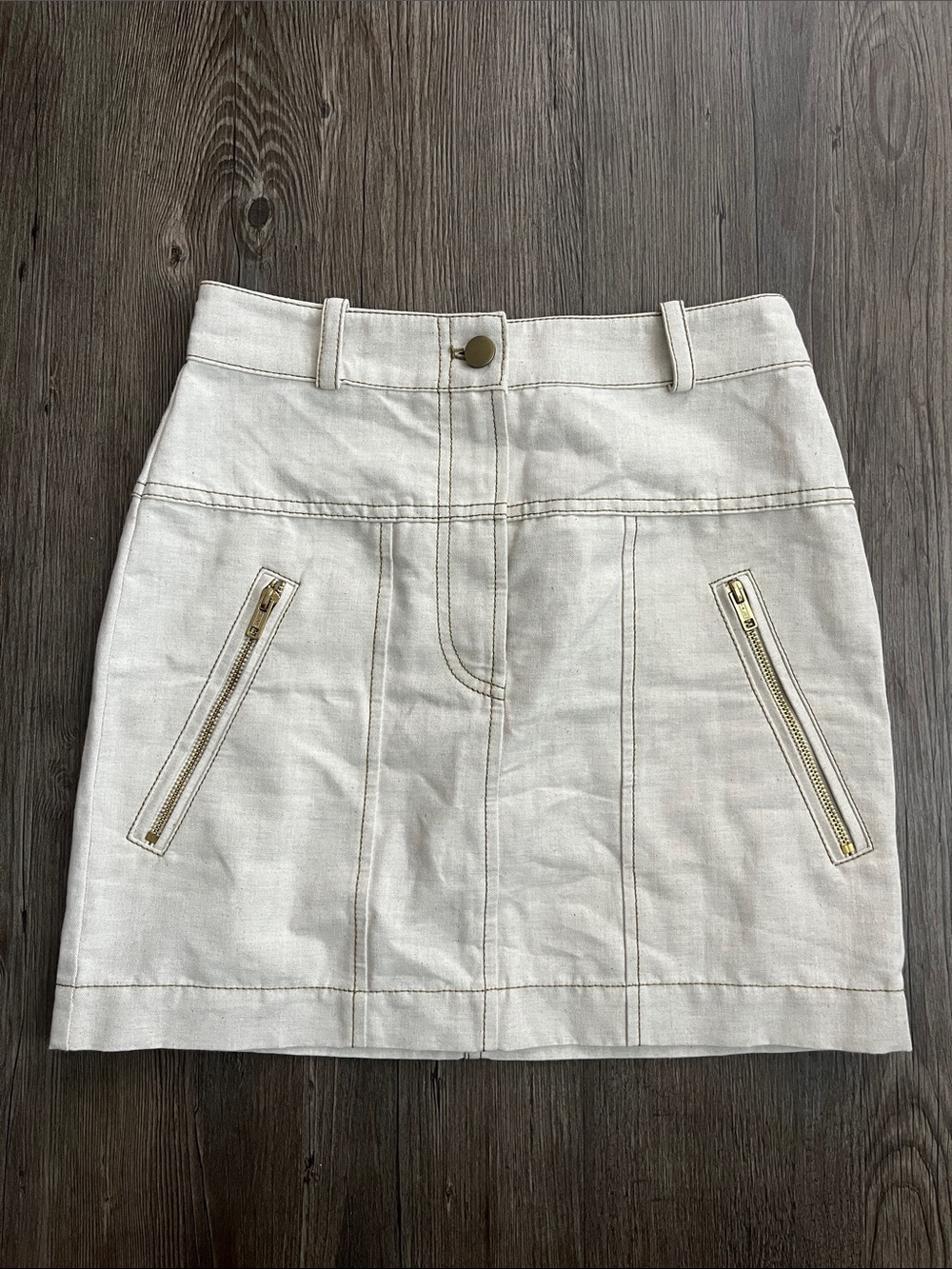 3.1 PHILLIP LIM Cream Mini Skirt with Zip Pockets